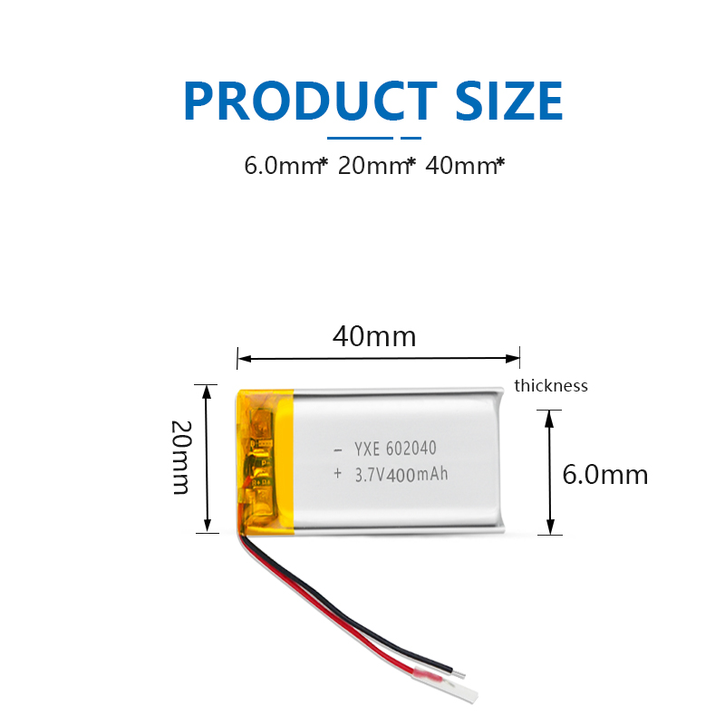 3.7 V Li-ion Battery 602040-400mah